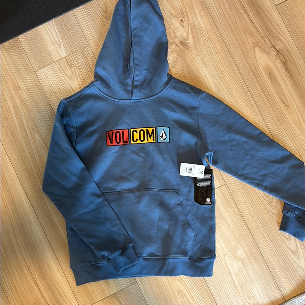 Volcom Kids Hoodie in Blue with Colorful Logo NEW with tags, sz youth large